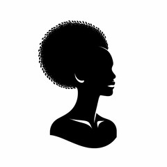 Silhouette of a beautiful African woman with afro-style hair, woman beauty portrait, Vector illustration, generative ai