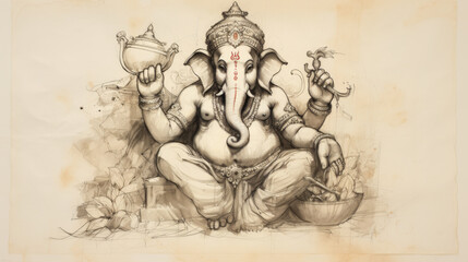 Fototapeta na wymiar Ganesh drawing