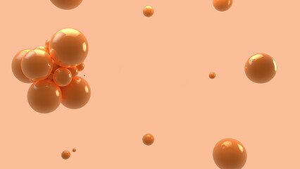 Peach Fuzz 3D spheres  on a gradient background with similar tones. The concept of hyperrealism, light, colors 