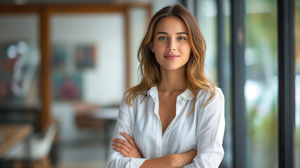 Woman in White Shirt Poses for Picture