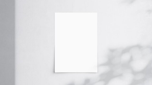 Poster Video Mockup A ISO, Blank Poster On White Wall, Poster Mockup, Paper Mockup, Minimalist Motion Mockup