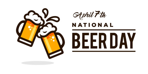 april 7th national beer day with Craft Beer glass and malt Brewery label logo design vector illustration. Liquor logo for pub and bar club