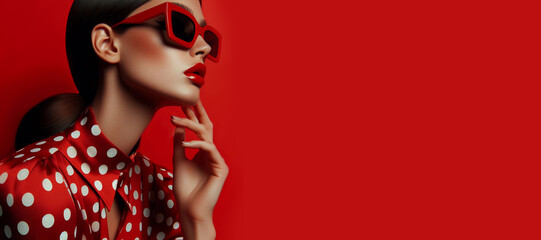 Elegant woman in red. - obrazy, fototapety, plakaty