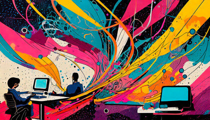 Artistic illustration on links between the words. Futuristic environment with extravagant shapes and colors. Creative innovation idea photo concept. Today's game of Connections. Connections Hints.