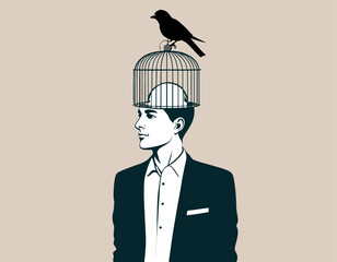 Man with a birdcage
