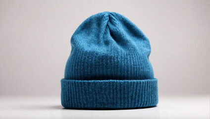 blue beanie hat isolated on white background