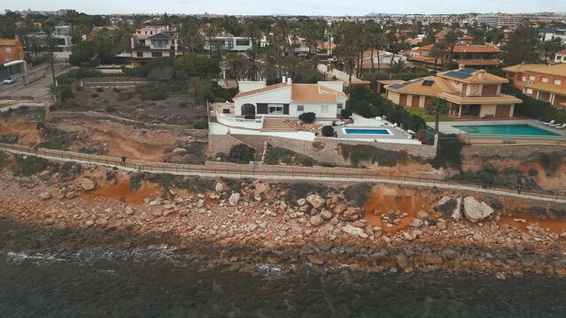 Aerial view of the beaches and coves of Orihuela Costa, Alicante province, Spain