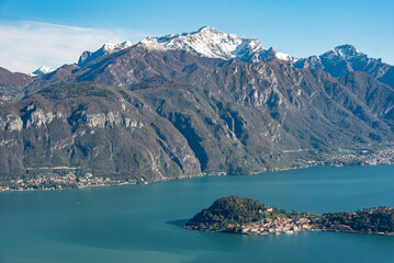Naklejka premium Magnificent view of Bellagio at lake Como, seen from Monte Crocione
