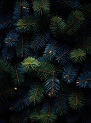 icy green fir needles and pine needles