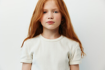 Face cute young little female person caucasian childhood girl hair portrait
