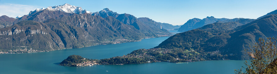Magnificent view of Bellagio at lake Como, seen from Monte Crocione - obrazy, fototapety, plakaty