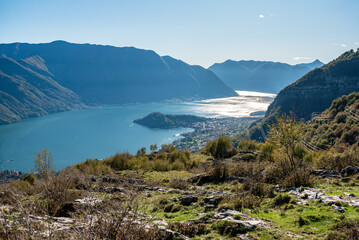 Magnificent view of lake Como seen from Monte Crocione