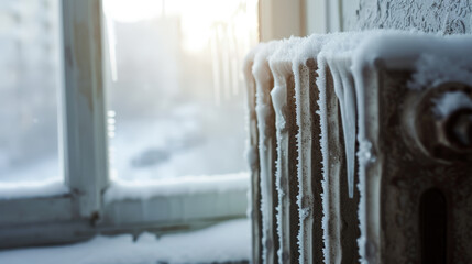 Frozen Isolation: Winter's Chill Grips the Unheated Room. Generative AI