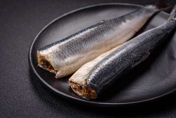 Pacific herring fillet marinated with salt, spices and herbs