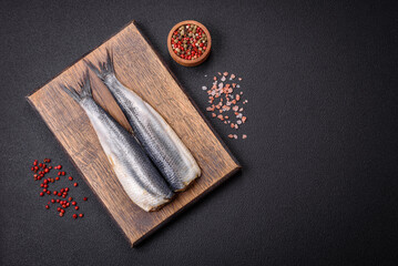Pacific herring fillet marinated with salt, spices and herbs