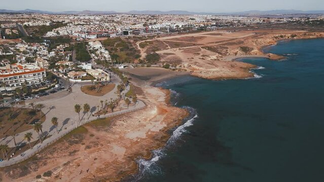 Aerial view of the beaches and coves of Orihuela Costa, Alicante province, Spain