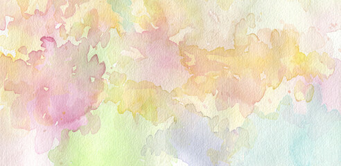 Ink watercolor hand drawn smoke flow stain blot on wet paper texture background. Pastel colors.