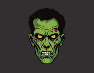 Zombie head illustration on a zombie theme