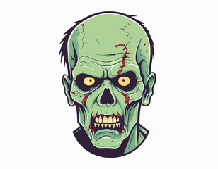 Zombie head illustration on a zombie theme