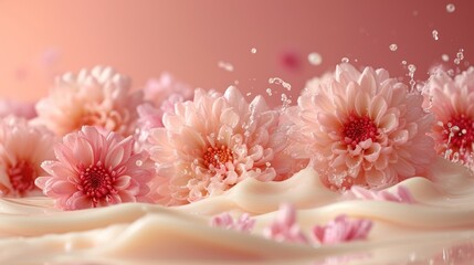  a close up of a cake with white frosting and pink flowers on the top and bottom of the frosting and flowers on the bottom of the bottom of the cake.