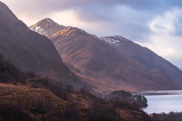The beautiful mountains in the Scottish Highlands. Glenfinnan, Scotland.