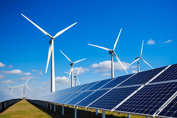 a solar panels and wind turbines