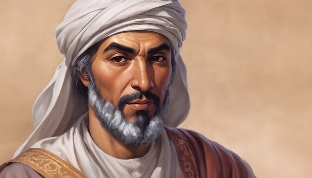 An artificial intelligence visual depiction of Ibn Battuta, the Moroccan explorer and geographer.