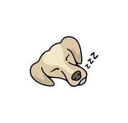 Sleeping dog, napping, sleep and sleepy. Animal and pet, cynology, pet store and feed, illustration