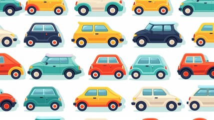 kids wallpaper of cars, flat design, colorful