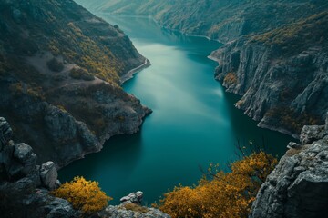 Autumn's Embrace Around the Mountain Lake