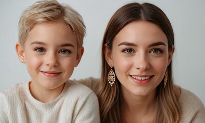 Sunshine in Laughter: Cherishing the Delightful Moments of a Happy Mother and Her Son isolated on a white background