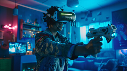  An augmented reality gaming setup with a VR headset