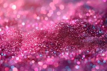 A vibrant explosion of color and sparkle, as the soft magenta light dances against a dazzling pink glitter background