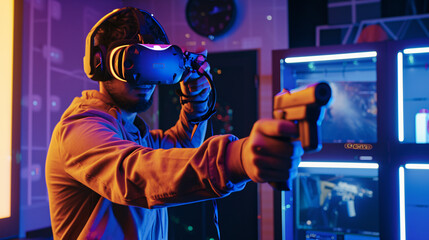  An augmented reality gaming setup with a VR headset