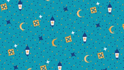 Ramadan background in blue, cyan and yellow color. Perfect for Ramadan, religious, traditional, Muslim and holiday projects.
