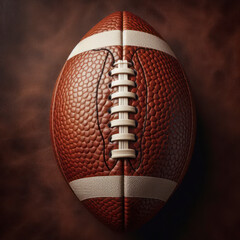Brown Leather Football ball Texture Background for American Sports Design. ai generative