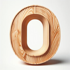 Obraz premium number 0 in a shape wood isolated on solid white background. ai generative