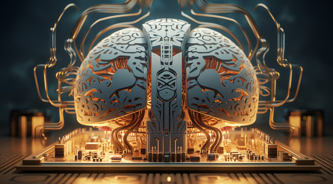 Farbenfrohes Gehirn zur Darstellung von kreativer k&uuml;nstlicher Intelligenz, psychodelisch, bunte Gedankenwelt