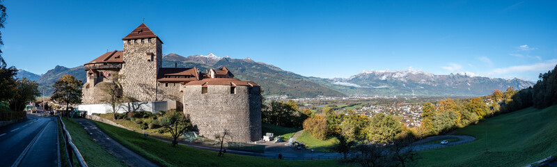 Fototapeta na wymiar VADUZ, LIECHTENSTEIN - SEPTEMBER 28, 2023 - Vaduz Castle, official residence of the Prince of Liechtenstein