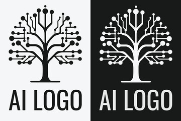 Artificial intelligence logo design. AI concept logotype idea