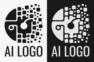 Artificial intelligence logo design. AI concept logotype idea
