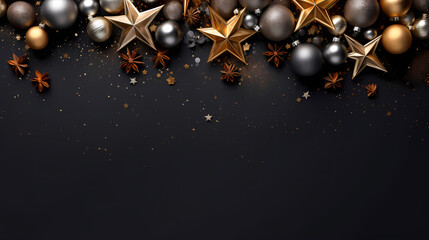 Luxurious Christmas balls on glowing bokeh background, Christmas and New Year minimalistic background