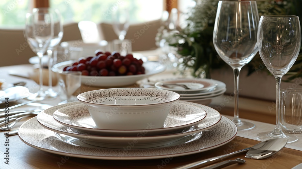 Poster a close up of a plate with a bowl of grapes on it and a bowl of grapes on a plate next to a bowl of 