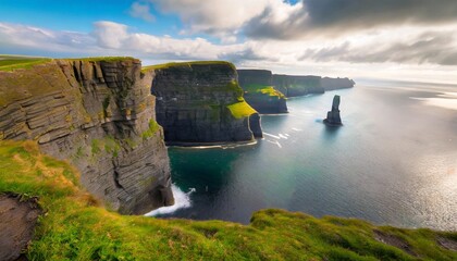 the cliffs of moher irelands most visited natural tourist attraction are sea cliffs located at the...