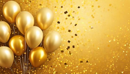 gold balloons and confetti celebration background