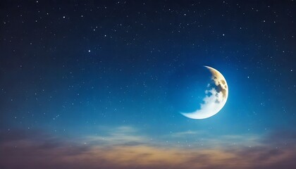 Obraz na płótnie Canvas the bright crescent moon on the night sky ai generative