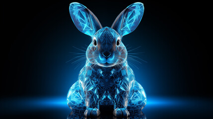 Fototapeta na wymiar Low poly rabbit cyber ai generated 2D cartoon illustration