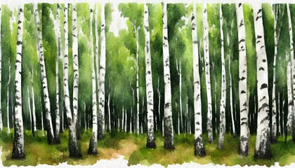 watercolor birch grove watercolor illustration for children s stories interior printing