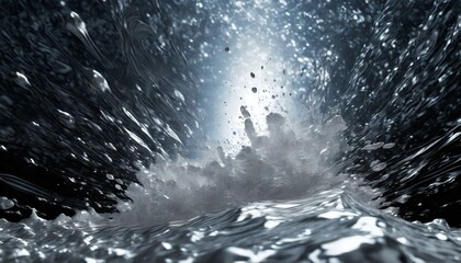 glistening molten silver splash frozen in an abstract futuristic 3d texture isolated on a background 