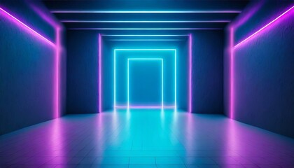 modern trendy 3d design background with neon room